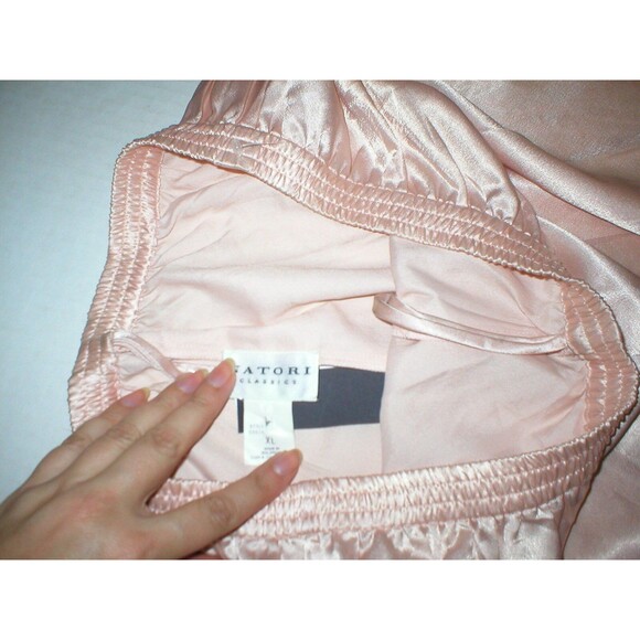New NWT Designer Natori Classics Peach Orange Pants Silky Womens XL Lounge Satin - Picture 3 of 5